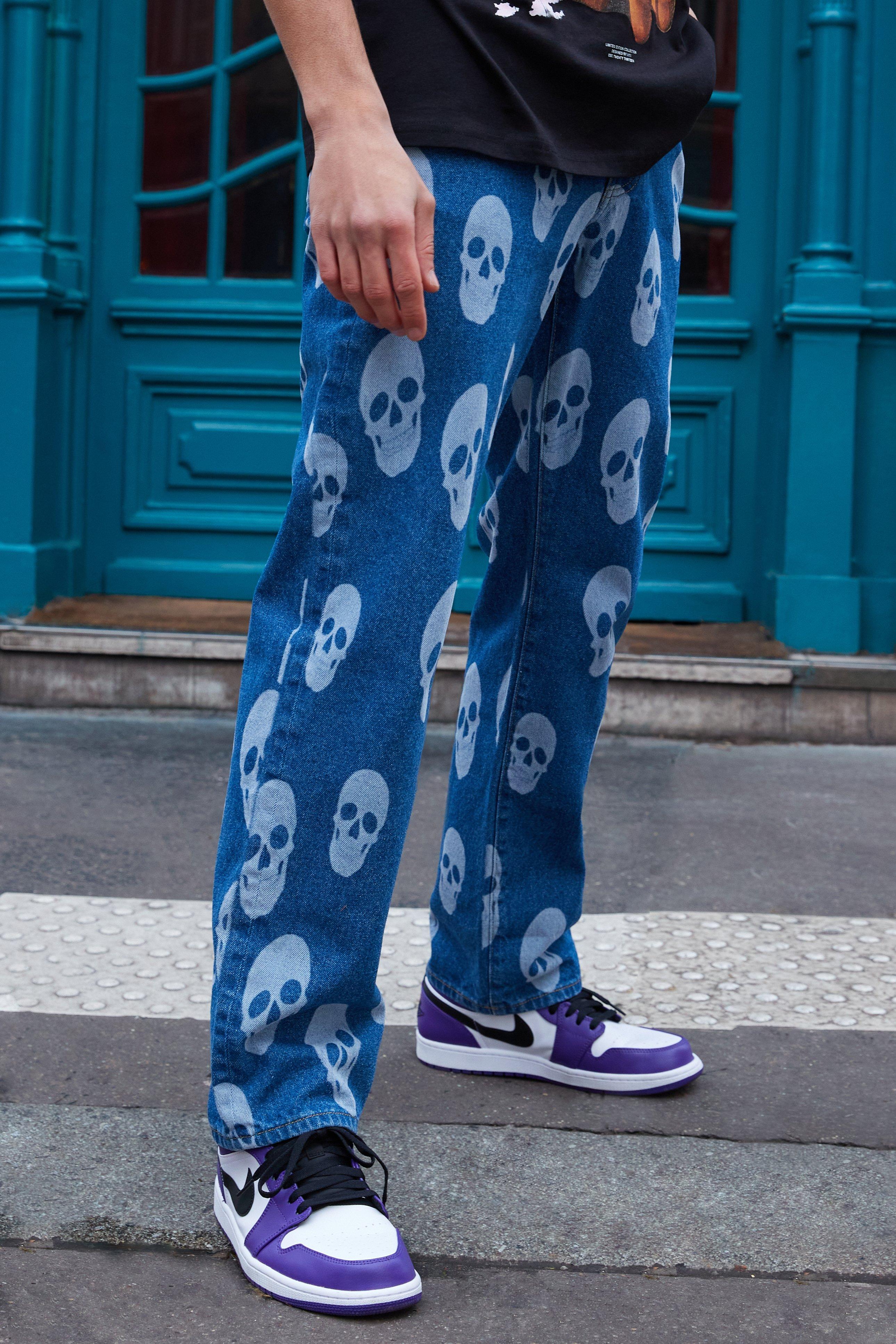 【SKULLDEOS】 Design denim pants DHgate.com:Retro Skull Embroidered Baggy Jeans: Harajuku Hip